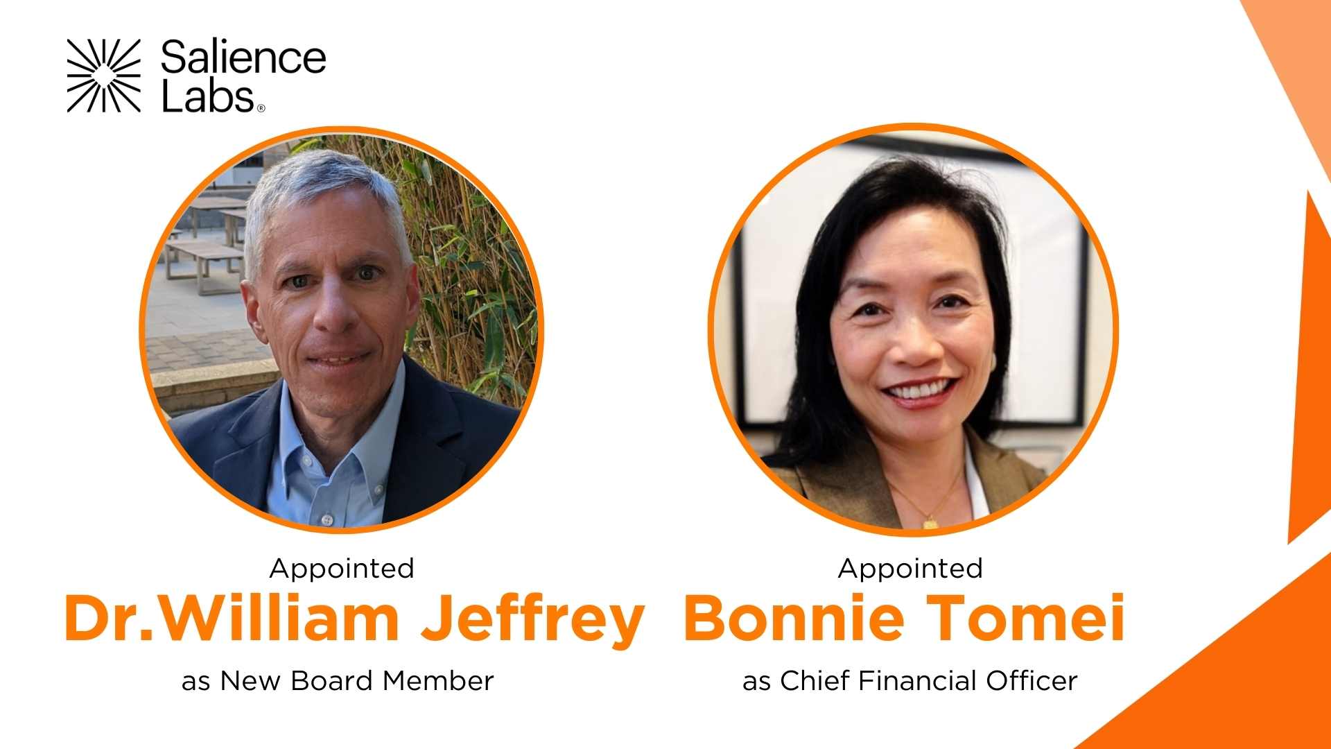 Salience Labs Appoints Dr. William Jeffrey & Bonnie Tomei to Leadership